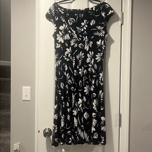 Lauren Ralph Lauren Navy White faux wrap floral Dress woman’s 12